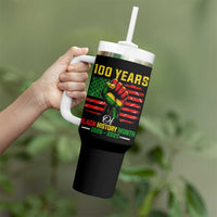 100 Years Of Black History Month Tumbler With Handle Hand Fist African American Milestone American Flag