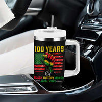 100 Years Of Black History Month Tumbler With Handle Hand Fist African American Milestone American Flag