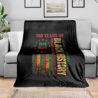 100 Years Of Black History Throw Blanket Centennial Milestone Vintage African American Flag