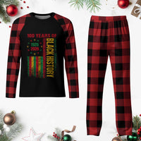 100 Years Of Black History Plaid Pajama Set Centennial Milestone Vintage African American Flag