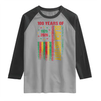 100 Years Of Black History Raglan Shirt Centennial Milestone Vintage African American Flag