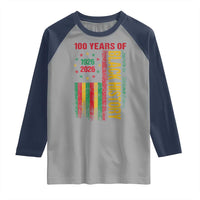 100 Years Of Black History Raglan Shirt Centennial Milestone Vintage African American Flag