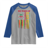 100 Years Of Black History Raglan Shirt Centennial Milestone Vintage African American Flag