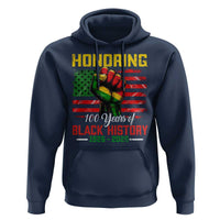Honoring 100 Years Of Black History Hoodie Hand Fist Vintage American Flag