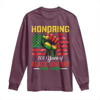 Honoring 100 Years Of Black History Long Sleeve Shirt Hand Fist Vintage American Flag