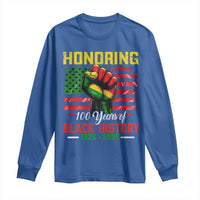 Honoring 100 Years Of Black History Long Sleeve Shirt Hand Fist Vintage American Flag
