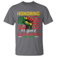 Honoring 100 Years Of Black History T Shirt Hand Fist Vintage American Flag