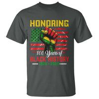 Honoring 100 Years Of Black History T Shirt Hand Fist Vintage American Flag