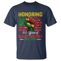 Honoring 100 Years Of Black History T Shirt Hand Fist Vintage American Flag