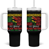 Honoring 100 Years Of Black History Tumbler With Handle Hand Fist Vintage American Flag