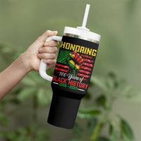 Honoring 100 Years Of Black History Tumbler With Handle Hand Fist Vintage American Flag