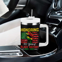 Honoring 100 Years Of Black History Tumbler With Handle Hand Fist Vintage American Flag