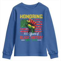 Honoring 100 Years Of Black History Youth Sweatshirt Hand Fist Vintage American Flag