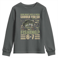 Fishing 67 Meme Youth Sweatshirt How Many Days A Week Should You Go Fishing Camo Flag