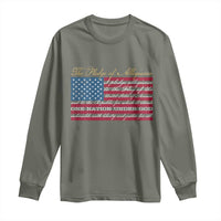 The Pledge of Allegiance Long Sleeve Shirt US Military Veteran Patriotic American Flag