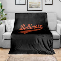 Baltimore Script Retro Baseball Sport Lovers City Pride Throw Blanket