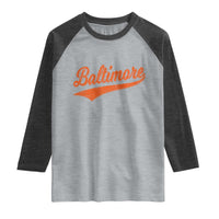 Baltimore Script Retro Baseball Sport Lovers City Pride Raglan Shirt