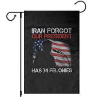 Iran Forgot Our President Has 34 Felonies Garden Flag Funny Political Satire Vintage American Flag