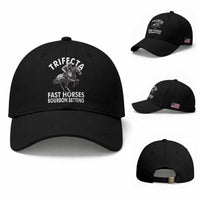 Funny Trifecta Fast Horses Bourbon Betting Baseball Cap Horse Racing Betting