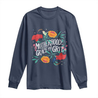 Motherhood Grace And Grit Long Sleeve Shirt Boho Floral Mother's Day