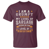 Funny I Am A Grumpy Old Man My Level Of Sarcasm Depends On Your Level Of Stupidity T Shirt Vintage Star