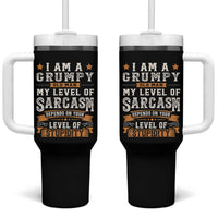 Funny I Am A Grumpy Old Man My Level Of Sarcasm Depends On Your Level Of Stupidity Tumbler With Handle Vintage Star