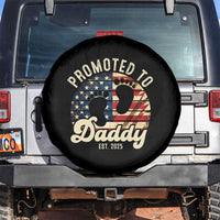 Funny Promoted To Daddy 2025 Spare Tire Cover Newborn Vintage American Flag