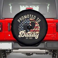 Funny Promoted To Daddy 2025 Spare Tire Cover Newborn Vintage American Flag