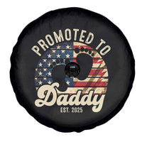 Funny Promoted To Daddy 2025 Spare Tire Cover Newborn Vintage American Flag