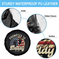 Funny Promoted To Daddy 2025 Spare Tire Cover Newborn Vintage American Flag