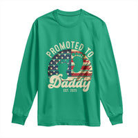 Funny Promoted To Daddy 2025 Long Sleeve Shirt Newborn Vintage American Flag
