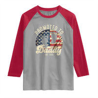 Funny Promoted To Daddy 2025 Raglan Shirt Newborn Vintage American Flag