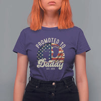 Funny Promoted To Daddy 2025 T Shirt For Women Newborn Vintage American Flag
