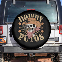Funny Howdy Putos Spare Tire Cover Western Country Smoking Skull Cowboy