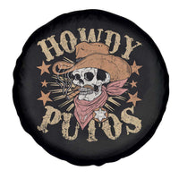 Funny Howdy Putos Spare Tire Cover Western Country Smoking Skull Cowboy