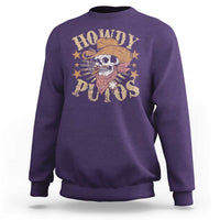 Funny Howdy Putos Sweatshirt Western Country Smoking Skull Cowboy