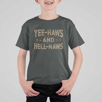Funny Yee Haws And Hell Naws T Shirt For Kid Western Country Cowboy Star