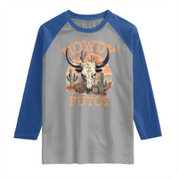 Funny Howdy Putos Raglan Shirt Bull Skull Country Cowboy Western