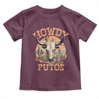 Funny Howdy Putos Toddler T Shirt Bull Skull Country Cowboy Western