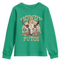 Funny Howdy Putos Youth Sweatshirt Bull Skull Country Cowboy Western