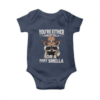 Funny You're Either A Smart Fella Or A Fart Smella Baby Onesie Cowboy Racoon