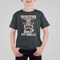 Funny You're Either A Smart Fella Or A Fart Smella T Shirt For Kid Cowboy Racoon