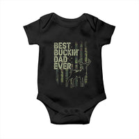 Funny Best Buckin Dad Ever Baby Onesie Deer Hunting Camo American Flag