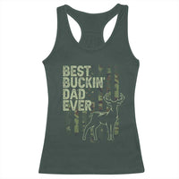 Funny Best Buckin Dad Ever Racerback Tank Top Deer Hunting Camo American Flag