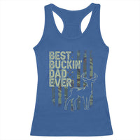 Funny Best Buckin Dad Ever Racerback Tank Top Deer Hunting Camo American Flag