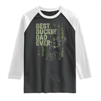 Funny Best Buckin Dad Ever Raglan Shirt Deer Hunting Camo American Flag