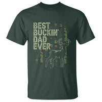 Funny Best Buckin Dad Ever T Shirt Deer Hunting Camo American Flag