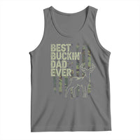 Funny Best Buckin Dad Ever Tank Top Deer Hunting Camo American Flag