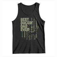 Funny Best Buckin Dad Ever Tank Top Deer Hunting Camo American Flag