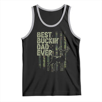 Funny Best Buckin Dad Ever Tank Top Deer Hunting Camo American Flag